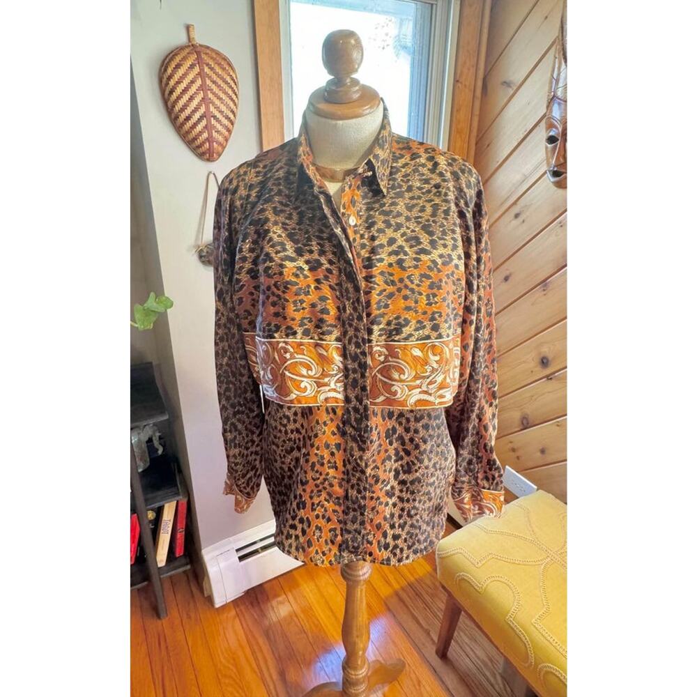 Vintage 1980’s Leopard Print Blouse Button Up